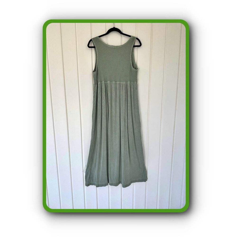 Mia & Co Green Sleeveless Pleated Smock / Tank  Dress Size M Midi